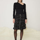 CORA LEATHER SKIRT - BLACK