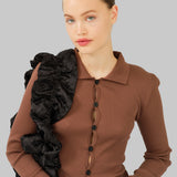 LAURA SEAMLESS SHIRT - BROWN