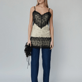 OpéraSPORT - Emma Top, Beige Print, Lace
